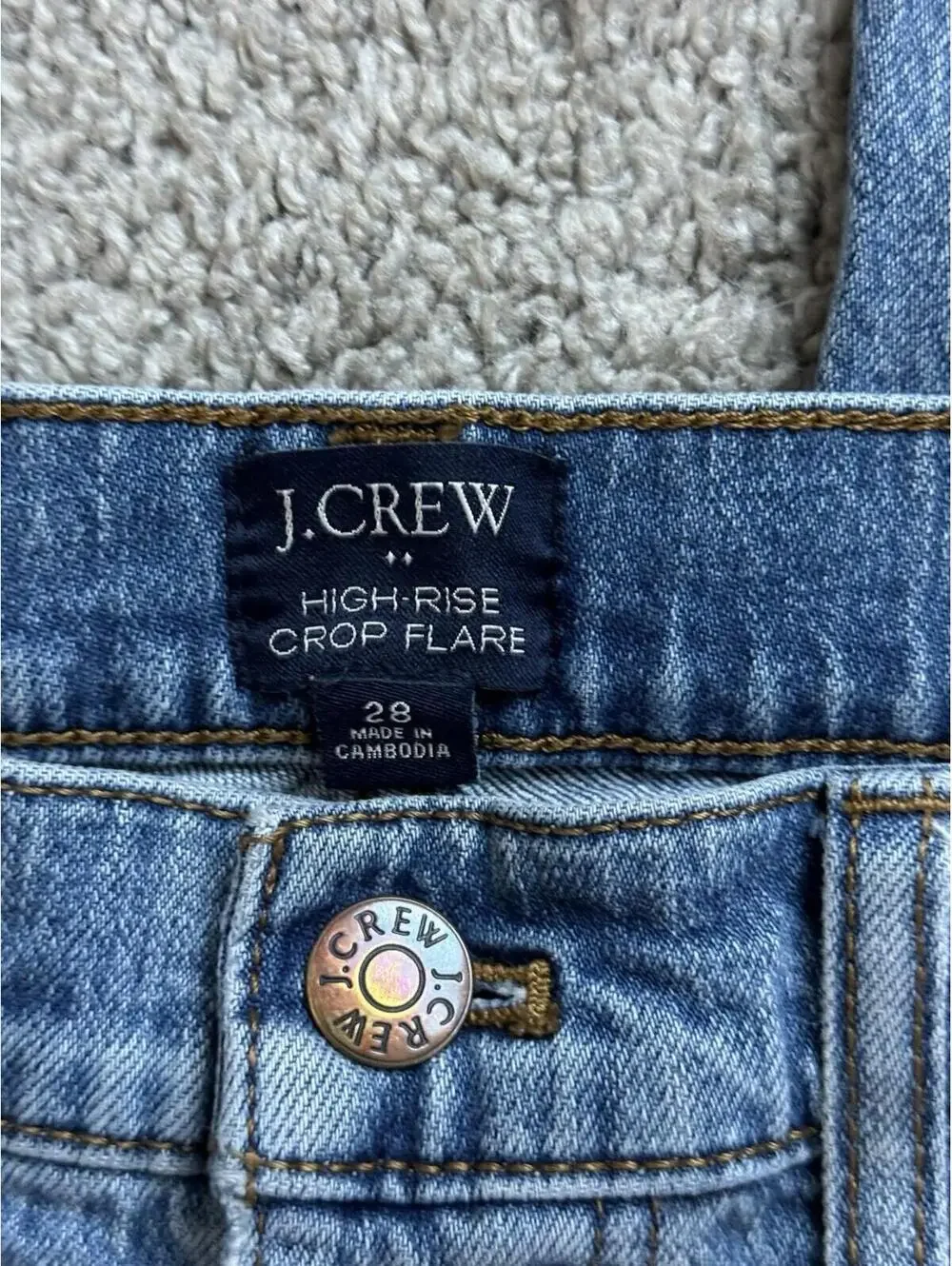 J.Crew Women’s 29 Blue High Rise Crop Flare Exposed Button Fly Preppy Denim Jean
